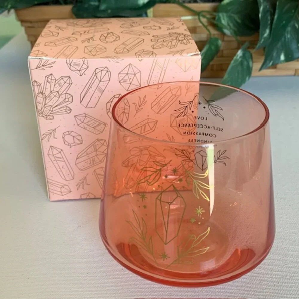 Rose Crystal Healing Drinking Glass DT Wand Love Acceptance Compassion Kindness